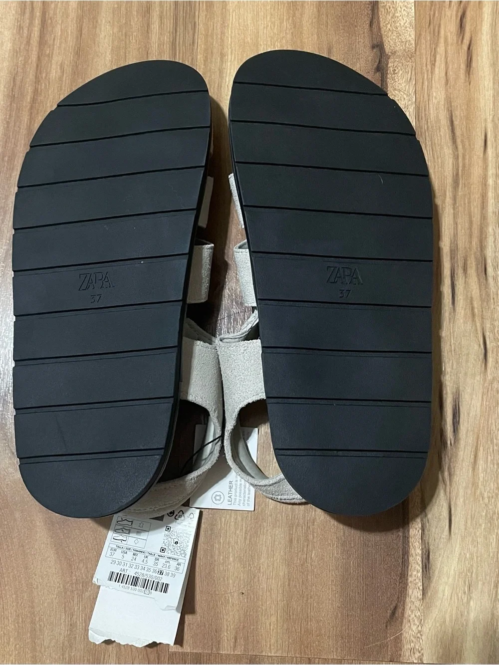 NWT Zara Split Suede Leather Fisherman Sandals Gray Women’s Size 37 (6.5) - Picture 8 of 8